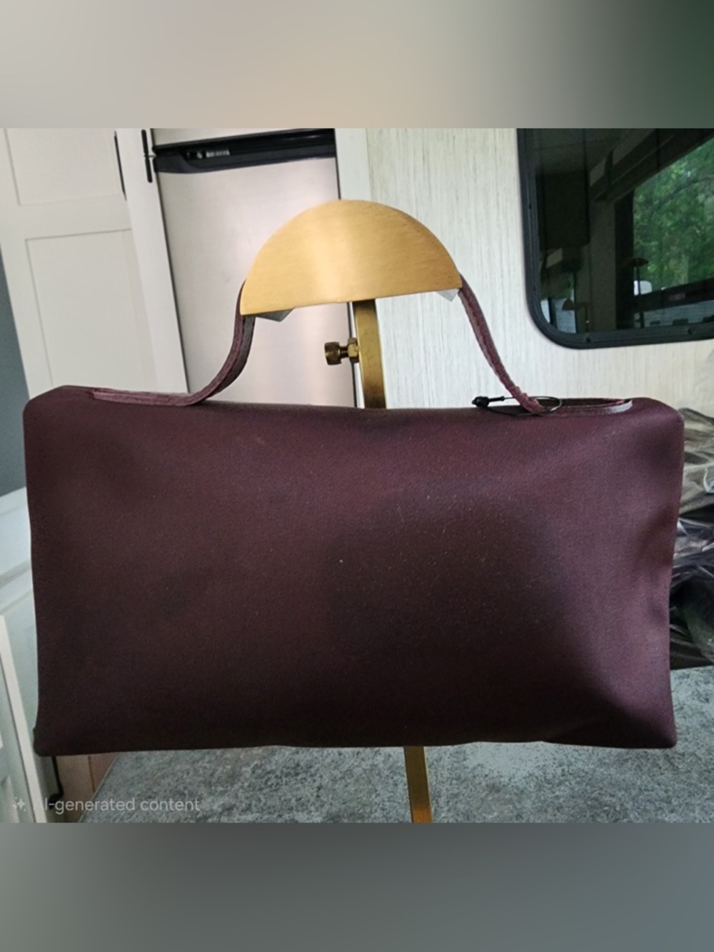Longchamp Burgundy Nylon Toiletry Pouch - Picture 2 of 8